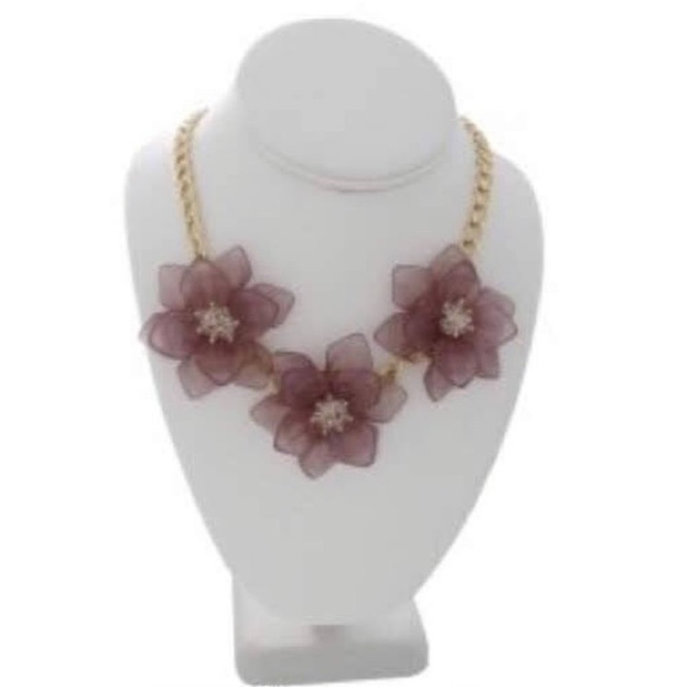 Flower Statement Necklace, Purple